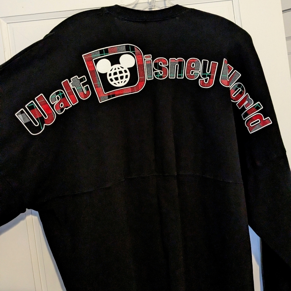 Disney World Spirit Jersey Black Plaid Holiday Christmas Mickey Official Merch